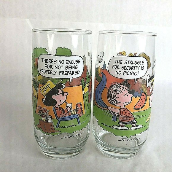 McDonald's Other - 2 McDonalds Camp Snoopy Drinking Glasses Tumbler S